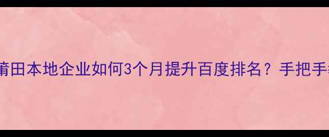 图片 5大核心步骤+实战案例莆田本地企业如何3个月提升百度排名？手把手教你做高转化网站优化1