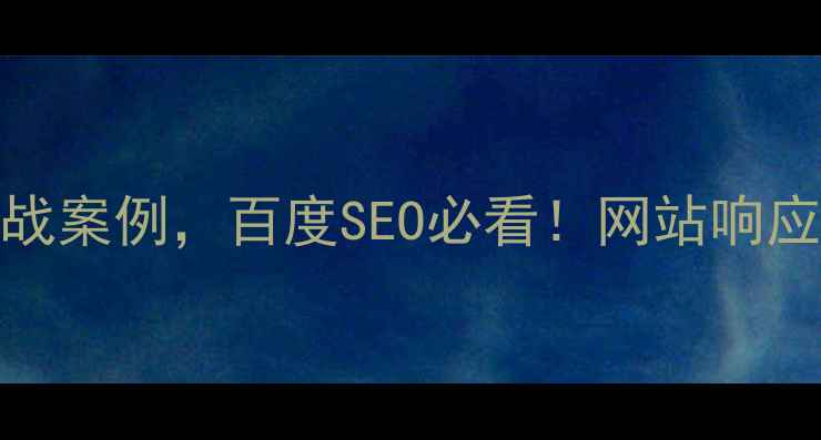 图片 7大核心策略+实战案例，百度SEO必看！网站响应速度优化全指南