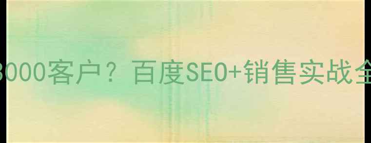 图片 B2B平台如何月增3000客户？百度SEO+销售实战全攻略（附工具）2