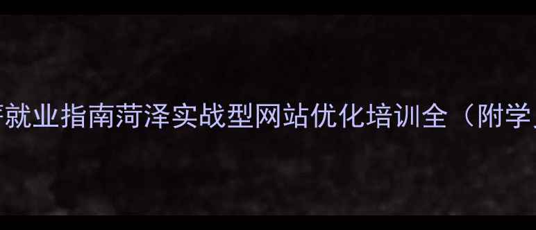 图片 SEO优化师高薪就业指南菏泽实战型网站优化培训全（附学员真实案例）2