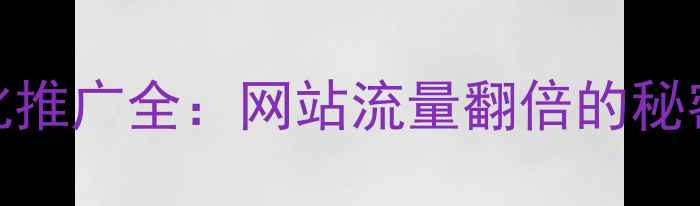 图片 SEO优化推广全：网站流量翻倍的秘密武器2