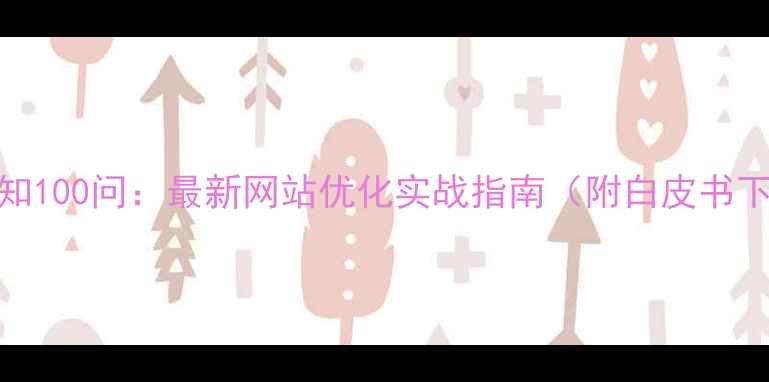 图片 SEO必知100问：最新网站优化实战指南（附白皮书下载）2