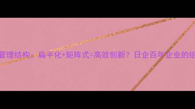 图片 TDK公司管理结构：扁平化+矩阵式=高效创新？日企百年企业的组织密码1