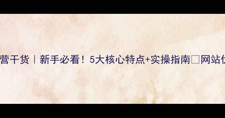 图片 ✨SEO运营干货｜新手必看！5大核心特点+实操指南🔥网站优化必读