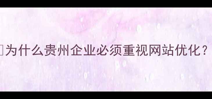 图片 ✨为什么贵州企业必须重视网站优化？1