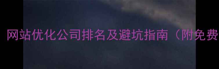 图片 ✨全网实测！网站优化公司排名及避坑指南（附免费诊断工具）1