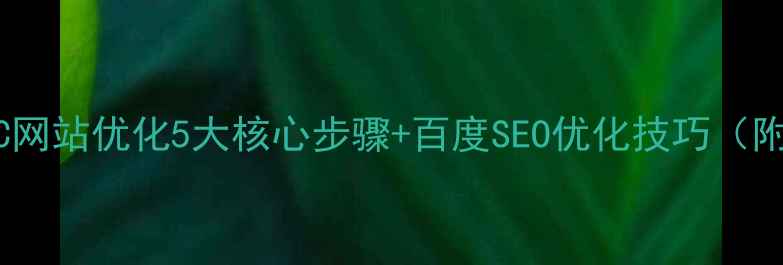图片 ✨必看！PC网站优化5大核心步骤+百度SEO优化技巧（附案例）🔥1
