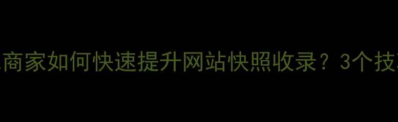 图片 ✨必看！肇庆本地商家如何快速提升网站快照收录？3个技巧让你流量翻倍！