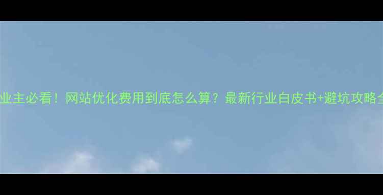 图片 ✨淮北企业主必看！网站优化费用到底怎么算？最新行业白皮书+避坑攻略全公开✨2