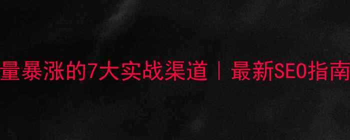 图片 ✨网站优化流量暴涨的7大实战渠道｜最新SEO指南（附工具包）