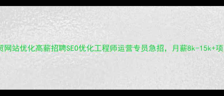 图片 ✨辽阳外贸网站优化高薪招聘SEO优化工程师运营专员急招，月薪8k-15k+项目提成💼2