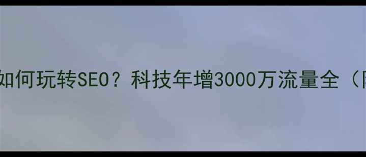 图片 上市公司网站如何玩转SEO？科技年增3000万流量全（附实操手册）2