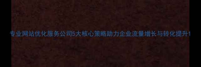 图片 专业网站优化服务公司5大核心策略助力企业流量增长与转化提升1