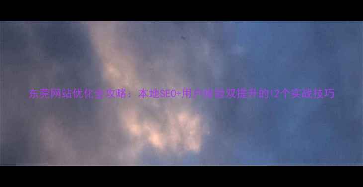 图片 东莞网站优化全攻略：本地SEO+用户体验双提升的12个实战技巧