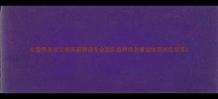 图片 东营债务优化师高薪聘请专业团队急聘债务重组协商岗位招贤2