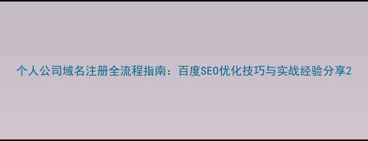 图片 个人公司域名注册全流程指南：百度SEO优化技巧与实战经验分享2