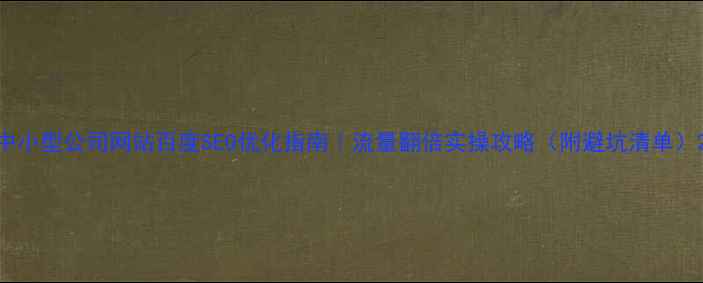 图片 中小型公司网站百度SEO优化指南｜流量翻倍实操攻略（附避坑清单）2