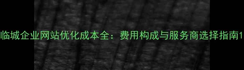 图片 临城企业网站优化成本全：费用构成与服务商选择指南1