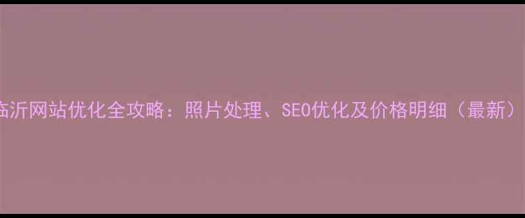 图片 临沂网站优化全攻略：照片处理、SEO优化及价格明细（最新）2