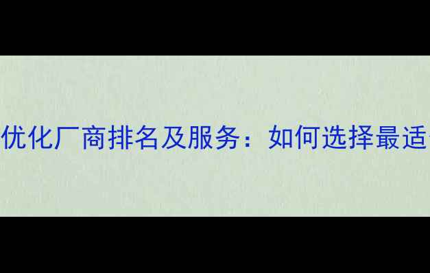 图片 优化后标题十大网站优化厂商排名及服务：如何选择最适合的SEO合作伙伴？2