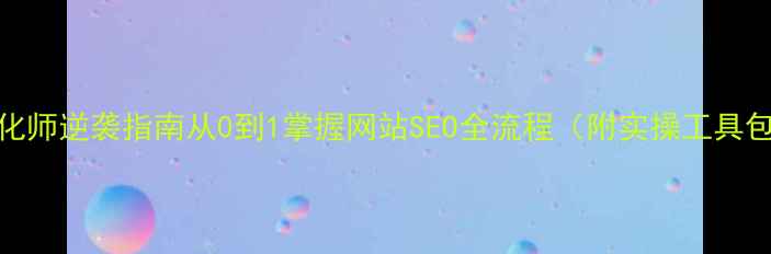 图片 优化师逆袭指南从0到1掌握网站SEO全流程（附实操工具包）