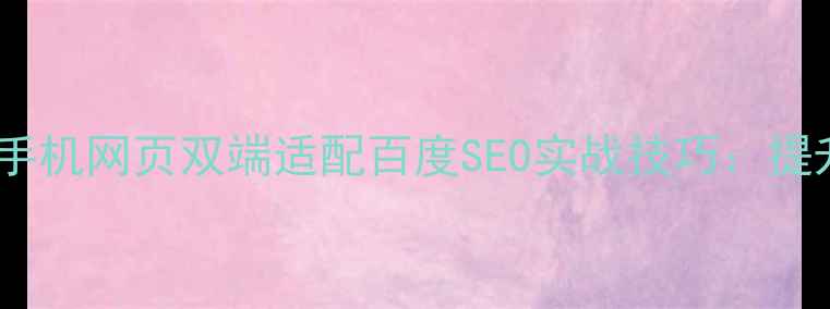 图片 优化指南电脑网页与手机网页双端适配百度SEO实战技巧：提升流量转化必读手册1