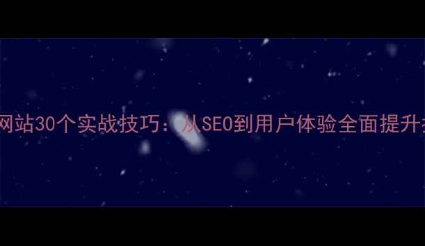 图片 优化网站30个实战技巧：从SEO到用户体验全面提升指南2