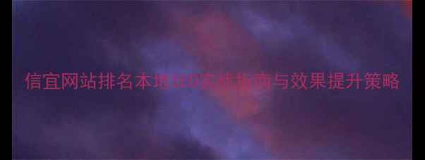 图片 信宜网站排名本地SEO实战指南与效果提升策略