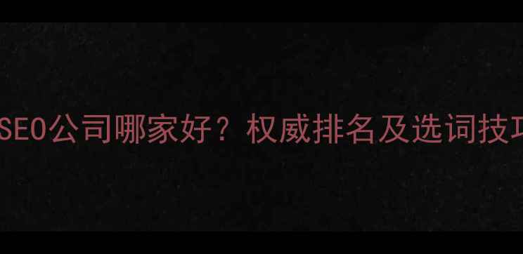 图片 儋州SEO公司哪家好？权威排名及选词技巧全2