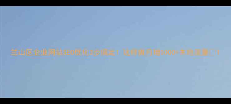 图片 兰山区企业网站SEO优化3步搞定！这样做月增5000+本地流量✨1