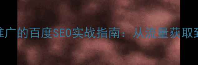 图片 关键词优化与网站推广的百度SEO实战指南：从流量获取到转化提升的全流程