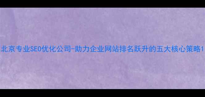 图片 北京专业SEO优化公司-助力企业网站排名跃升的五大核心策略1