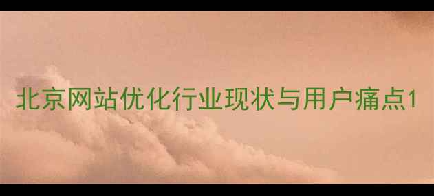 图片 北京网站优化行业现状与用户痛点1