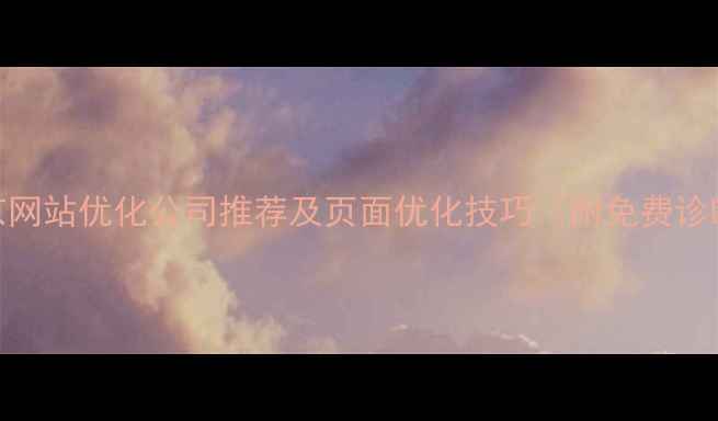 图片 南京网站优化公司推荐及页面优化技巧（附免费诊断）