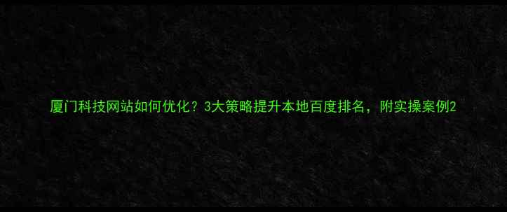 图片 厦门科技网站如何优化？3大策略提升本地百度排名，附实操案例2