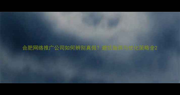 图片 合肥网络推广公司如何辨别真假？避坑指南与优化策略全2