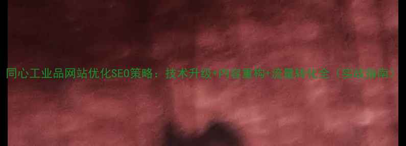 图片 同心工业品网站优化SEO策略：技术升级+内容重构+流量转化全（实战指南）