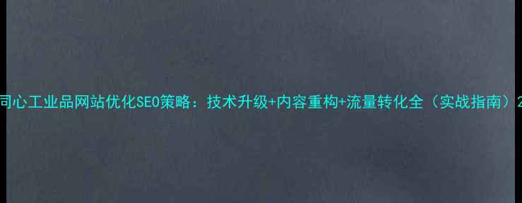 图片 同心工业品网站优化SEO策略：技术升级+内容重构+流量转化全（实战指南）2