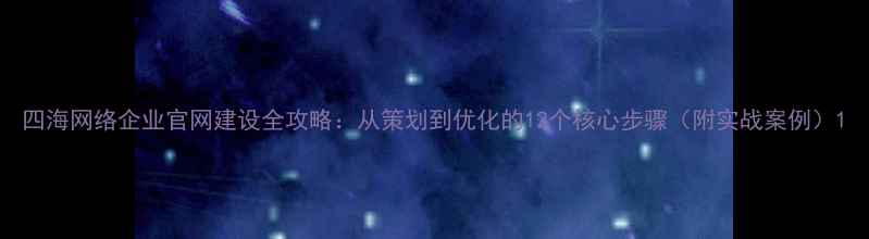 图片 四海网络企业官网建设全攻略：从策划到优化的12个核心步骤（附实战案例）1