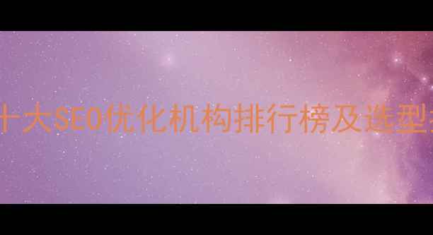 图片 国内十大SEO优化机构排行榜及选型指南1