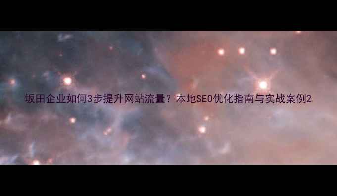 图片 坂田企业如何3步提升网站流量？本地SEO优化指南与实战案例2