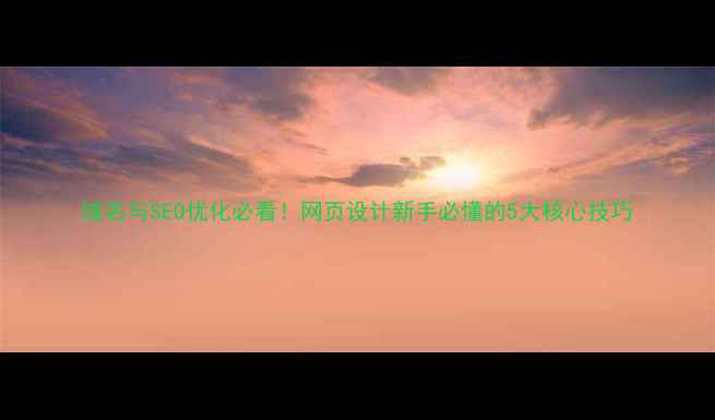 图片 域名与SEO优化必看！网页设计新手必懂的5大核心技巧