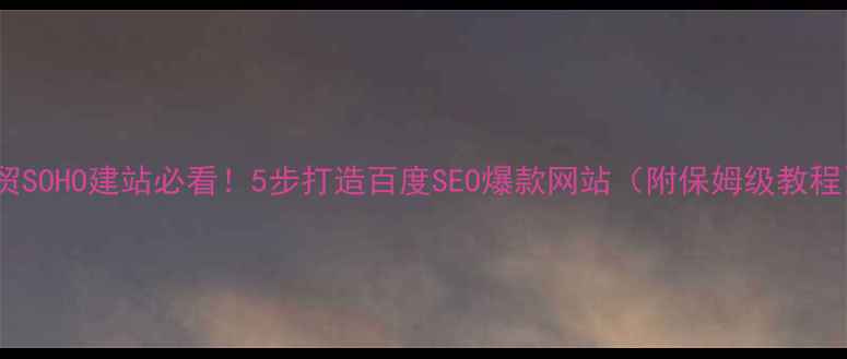 图片 外贸SOHO建站必看！5步打造百度SEO爆款网站（附保姆级教程）1