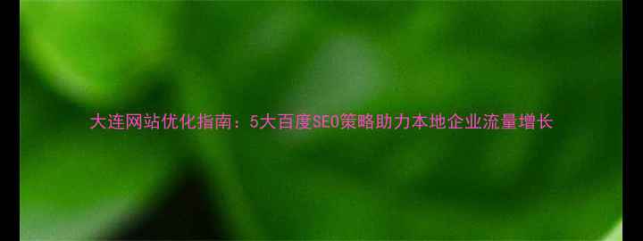 图片 大连网站优化指南：5大百度SEO策略助力本地企业流量增长