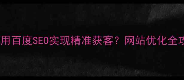 图片 天水企业如何利用百度SEO实现精准获客？网站优化全攻略与实战案例1