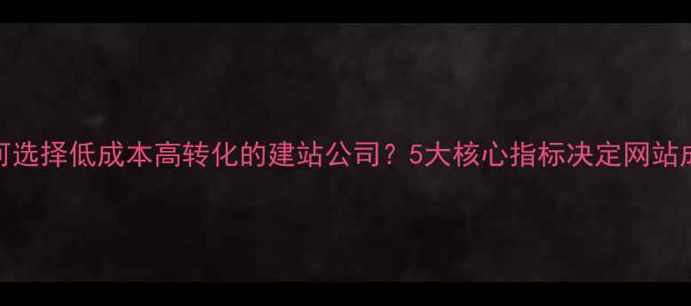 图片 如何选择低成本高转化的建站公司？5大核心指标决定网站成功
