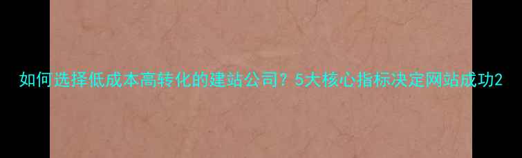 图片 如何选择低成本高转化的建站公司？5大核心指标决定网站成功2