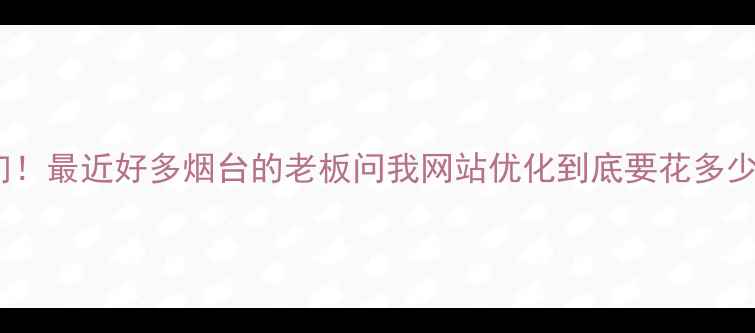 图片 姐妹们！最近好多烟台的老板问我网站优化到底要花多少钱？1
