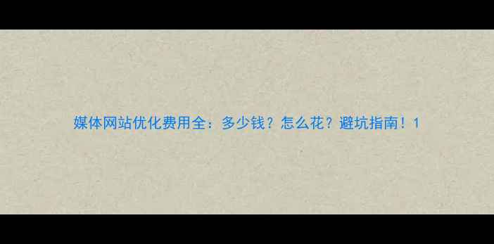 图片 媒体网站优化费用全：多少钱？怎么花？避坑指南！1