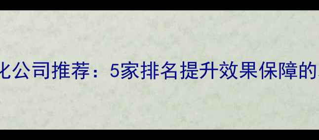 图片 孟津网站优化公司推荐：5家排名提升效果保障的本地服务商2
